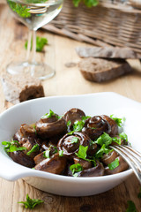 Baked champignons mushrooms