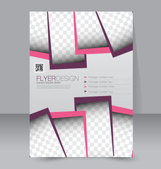 Flyer template. Business brochure. Editable A4 poster for design, education, presentation, website, magazine cover. Pink and purple color.