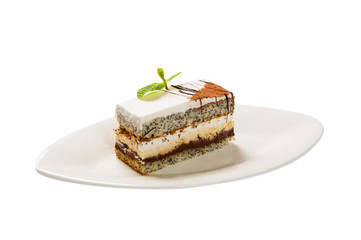 Cake with poppy seed and leaf fresh mint