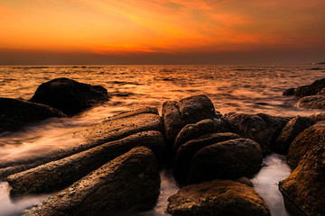 Fototapeta na wymiar Seascape during sunset. Beautiful natural seascape