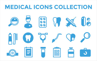 Medicine vector icons set. Doctors tools for health care