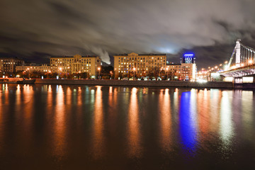 Crimean embankment at night,Moscow,Russia