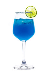 Blue Cocktail with Lime / Blue Cocktail / Blue Cocktail with Lime Isolated on White Background