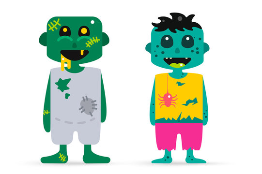 Monster zombie cartoon characters isolated vector silhouette