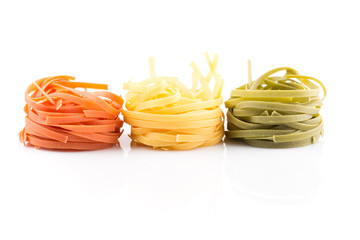 different pasta in three colors