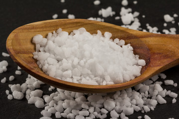 Sea Salt In Wooden Spoon