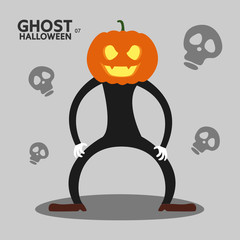 ghost character set for Halloween, cute minimal flat design, scarecrow pumpkin
