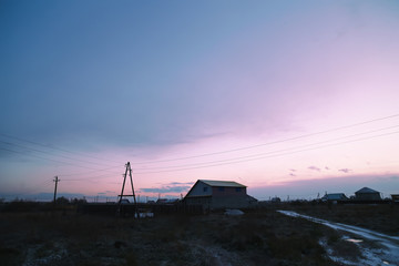 Beautiful sunrise in rural countryside