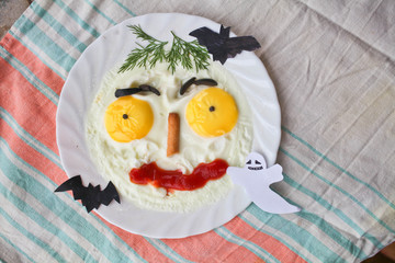fried egg face halloween shape