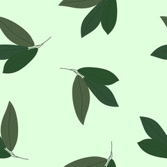 Seamless pattern with green leaves, vector