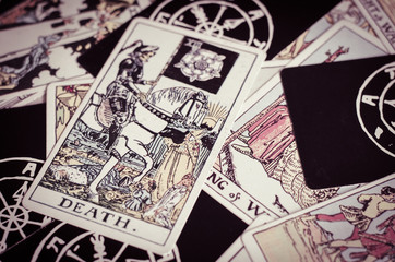 Fototapeta na wymiar The Tarot - Card of Death and Other Cards.