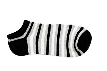 pair of fashionable striped short socks isolated on white