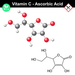 Ascorbic acid molecule, vitamin C