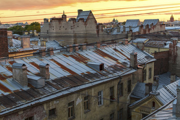 Fototapeta premium Roof of St. Petersburg during the famous white nights.