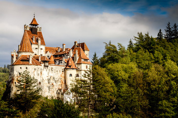 Bran castle, Romania, Transylvania, a castle of legends and vampires in a sunny autumn day
