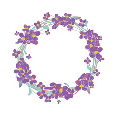 Naklejka na ściany i meble Blooming purple Alyssum flowers wreath
