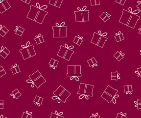 Seamless pattern. The pattern of gift boxes. Festive pattern for wrapping paper. Vector illustration.