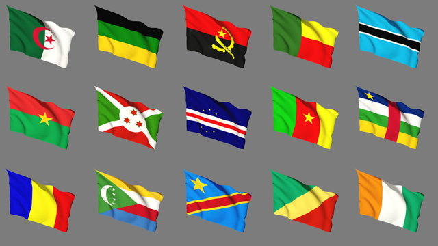 Flags of Africa (part 1 of 4) Seamless Loop, Matte Channel