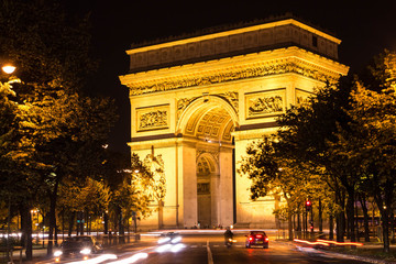 Fototapeta na wymiar The Triumphal Arch at night , Paris, France.