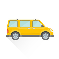 Fototapeta premium vector flat yellow van car body style illustration icon.