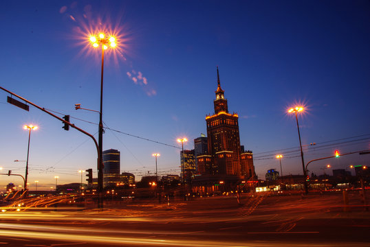 Warsaw at night (Pałac Kultury i Nauki)