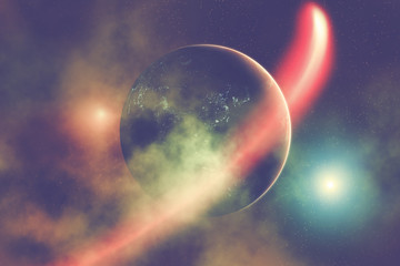 Asteroids on a starry background.