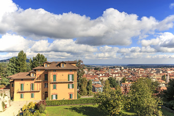 Panoramic view of Biella from the Piazzo: the old part of the city. - obrazy, fototapety, plakaty