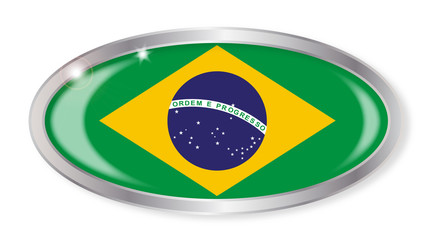 Brazil Flag Oval Button