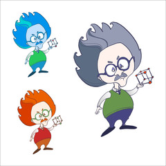 Genius physicist  colored vector sketches