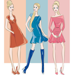 Fashion models in sketch style fall winter