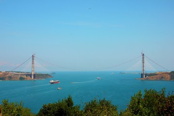 Fototapeta na wymiar Bridge between Europe and Asia, Bosphorus