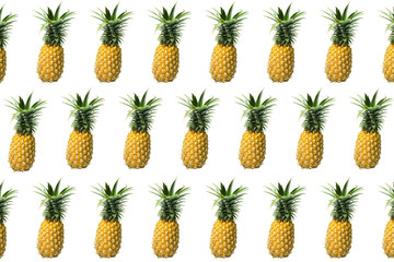Many Pineapple on white background
