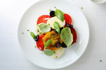 fresh salad with mozzarella