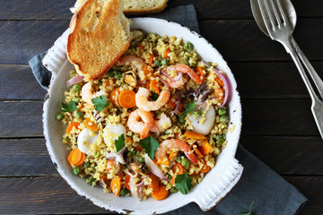 paella with bulgur