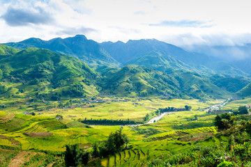 Rice fields on terraced in rainny season at SAPA, Lao Cai, Vietn