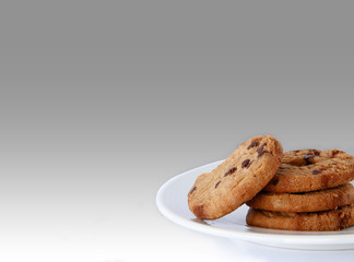 Chocolate Cookies are on White Background.
