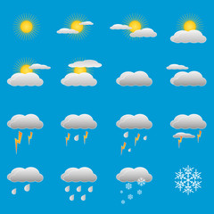 Fototapeta premium Weather Icons Set. Vector Illustration.