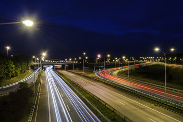 Fototapeta na wymiar Freeway near the Katowice in the evening