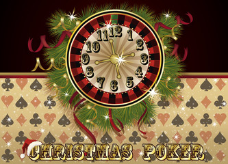 Christmas poker greeting card, vector illustration