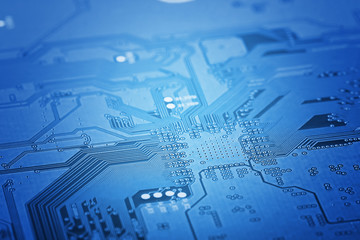 Electronic circuit board close up.