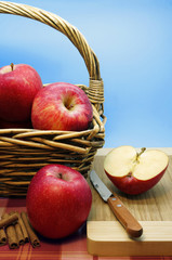 Red Apples in a Wicker Basket