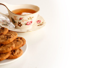 Many Yummy Cream Cookies for the best healthy foods and quick easy food composition are on the Earth tone scene. Dessert Concept.