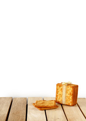 Salty Crackers are on white background.