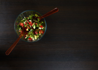 beautiful salad on the black background