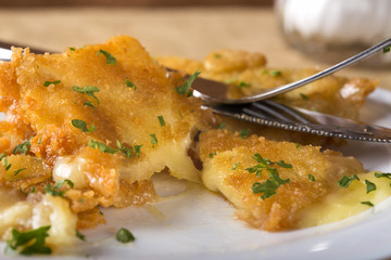 Golden fried cheese