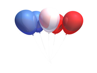 Flag of France balloons isolated on white background.