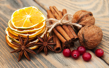 Spices and dried oranges