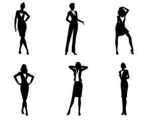 Six businesswomen silhouettes