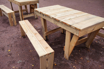 wooden furniture on the street