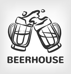 Vector beer black icon logo illustration